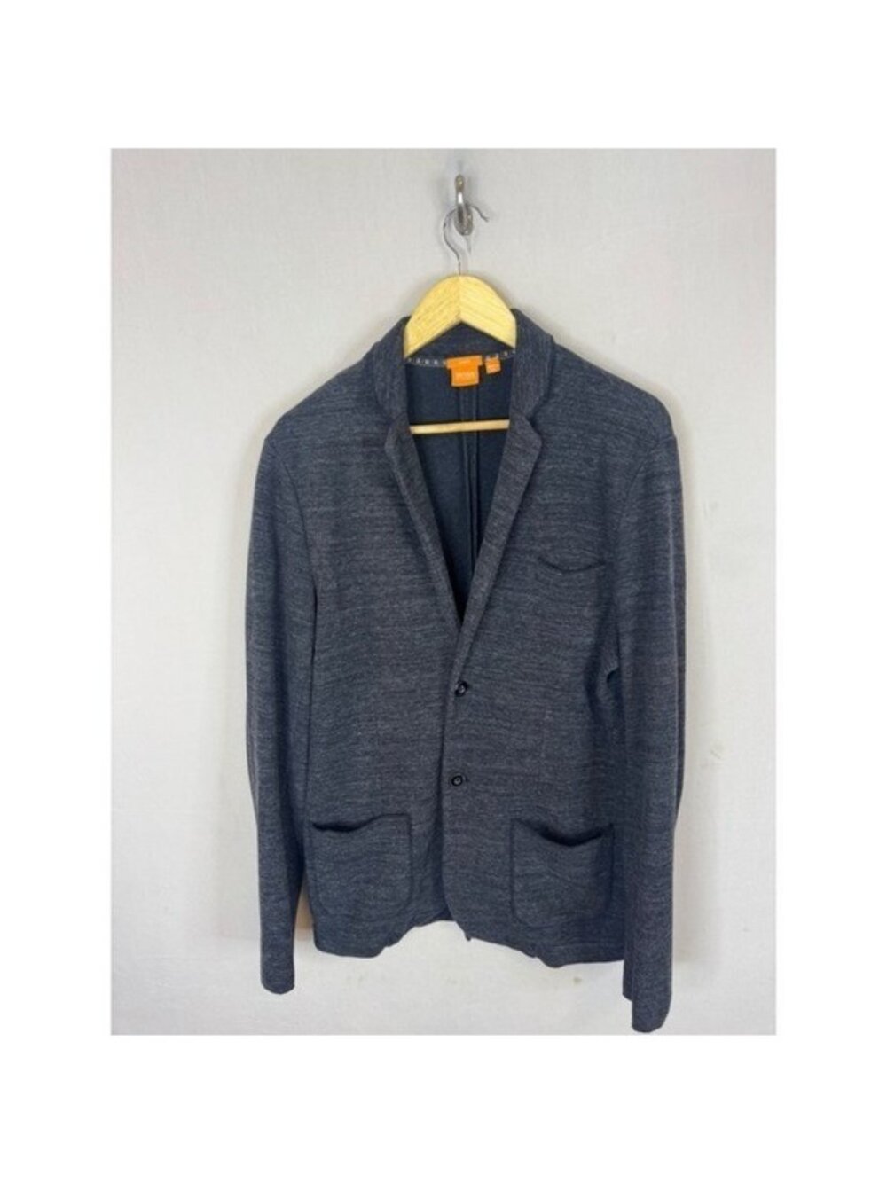 Hugo Boss Wellford Slim Fit Knit Blazer Mens M Charcoal Gray Cotton Jacket